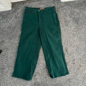 Judy Blue HW Tummy Control Teal Wide Crop Jeans